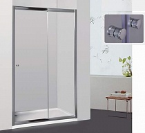Дверь для душа CL-12 140х185 раздвижная, стекло прозрачное, профиль хром