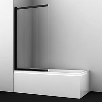 Шторка на ванну Dill 61S02-100 100х140 сдвижная+распашная, стекло прозрачное, профиль чёрный