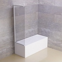 Шторка на ванну торцевая 70х140 прозрачное стекло, белый профиль