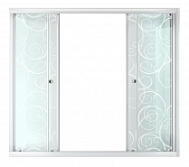 Штора на ванну 2 двери 1,7м (белый профиль, стекло узоры, высота 1,4м)