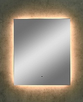 Зеркало Trezhe LED 600х700 (ореольная теплая подсветка, бесконтактный диммируемый овальный сенсор)