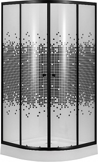 Душевой уголок полукруг NG-003-14 BLACK 80х80х195 поддон 13 см, стекло "мозаик", профиль черный