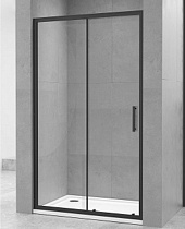 Дверь для душа 8007-1B/150 150х190 прозрачное стекло, чёрный профиль