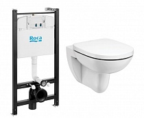 Комплект: система инсталляции ROCA Active, унитаз DEBBA ROUND Rimless, сиденье микролифт, без кнопки