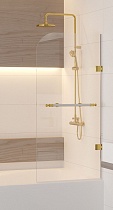 Шторка на ванну SC-10 80х150 распашная, стекло прозрачное, профиль золото