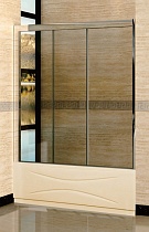 Шторка на ванну SC-41 (146-151)х150 раздвижная, стекло прозрачное, профиль хром