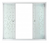 Штора на ванну 2 двери 170 см (белый профиль, стекло мозаика, высота 140 см)