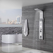 Душевая панель RGW SP-01 смеситель, верхний душ, ручной душ, 3 форсунки, цвет белый