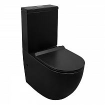 Унитаз-компакт безободковый CORSA AZ-2062S-MB сиденье Slim дюропласт с микролифтом, чёрный матовый #