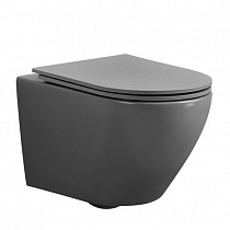 Унитаз подвесной безободковый BEQUEM AC1101MG сиденье дюропласт с микролифтом, серый матовый