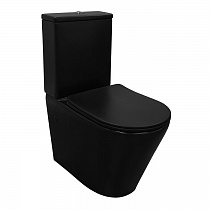 Унитаз-компакт безободковый Black Queen AZ-8380 сиденье дюропласт с микролифтом, чёрный матовый