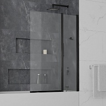 Шторка на ванну SC-11B 100х140 распашная, стекло прозрачное, профиль хром/черный