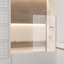 Шторка на ванну SC-11 100х140 распашная, стекло прозрачное, профиль хром/чёрный